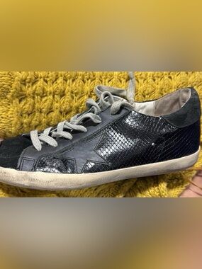 Golden Goose Black Mixed-Material Low-Top Sneaker